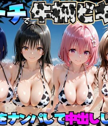 ビーチで牛柄ビキニの美女をナンパして中出しした話 ToL◯VEる編|エロマンガ島2-巨乳